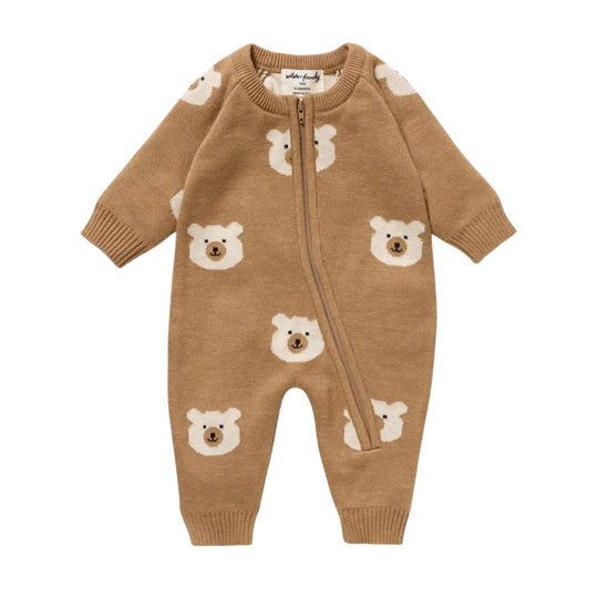 Beary Cute Organic Knitted Jacquard Growsuit by Wilson & Frenchy