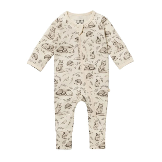 Foxglove Forest Organic Zipsuit with Feet by Wilson & Frenchy
