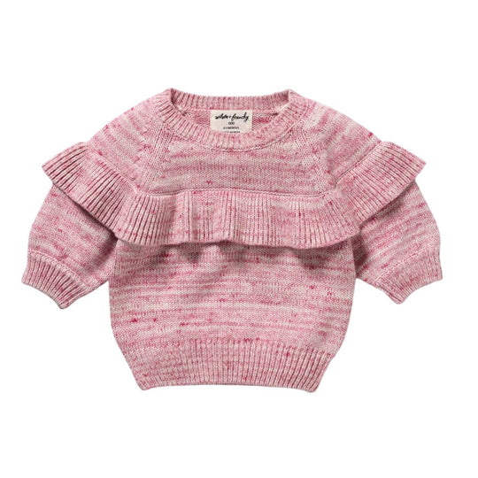 Rhubarb and Cream Organic Knitted Ruffle Jumper by Wilson & Frenchy