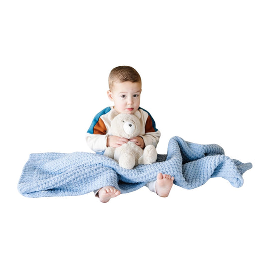 Waffle Knit Receiving Blanket - Blue Jay by Saranoni