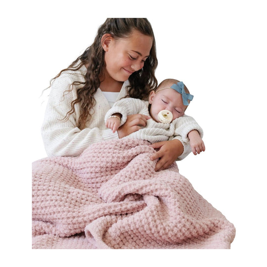 Waffle Knit Receiving Blanket - Rosette by Saranoni