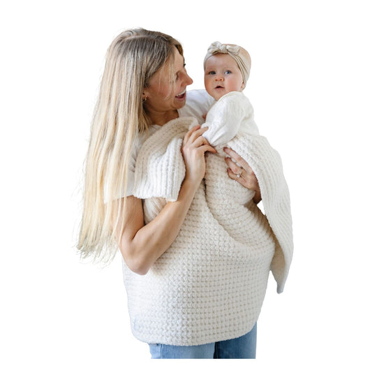 Waffle Knit Receiving Blanket - Swan by Saranoni