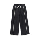 Black pants with white stripes on a white background