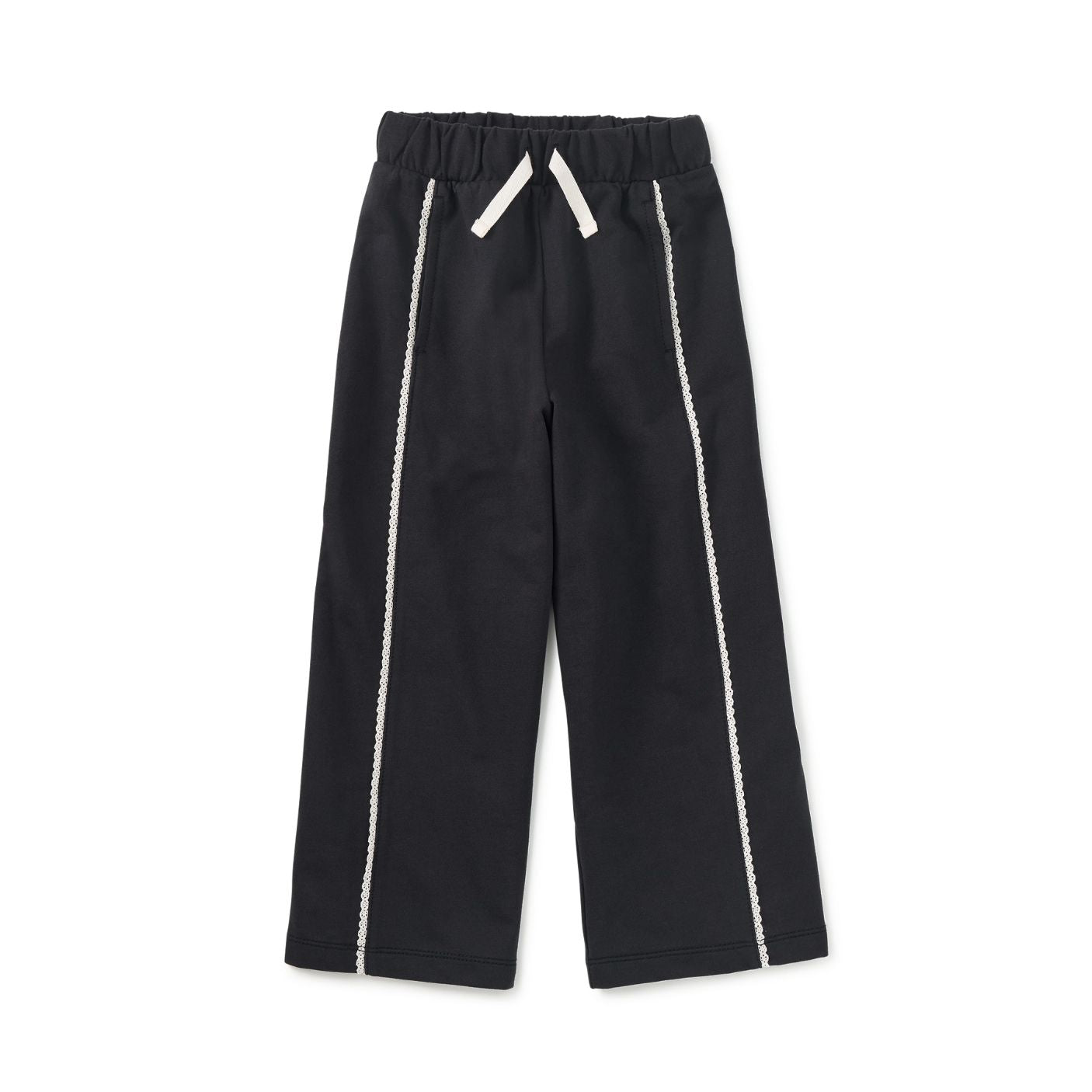 Black pants with white stripes on a white background
