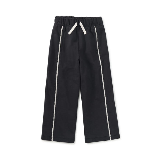 Lace Trim Track Pants - Jet Black by Tea Collection