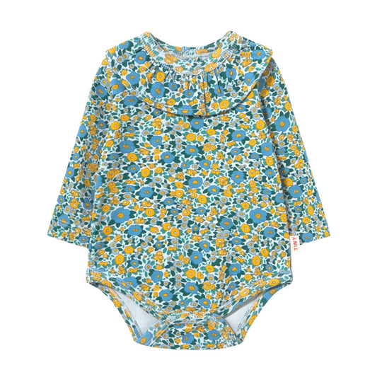 Flower Pattern Rib Bodysuit by Tinycottons