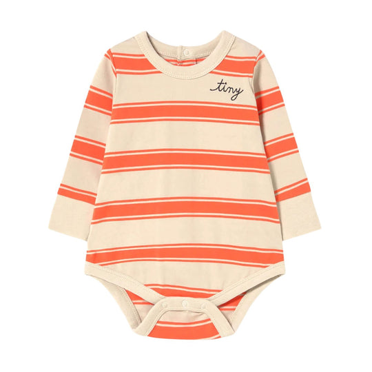 Retro Stripes Bodysuit - Summer Red by Tinycottons