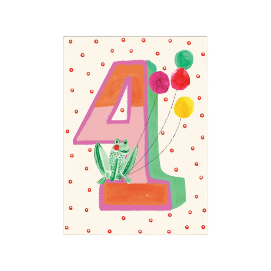 Froggie is Four Birthday Card by Mr. Boddington's Studio