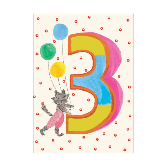 Kitty is Three Birthday Card by Mr. Boddington's Studio