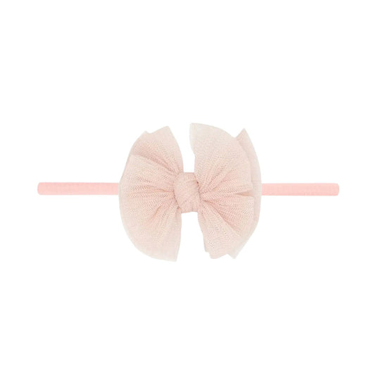 Tulle Baby Fab Small Skinny Headband - Pleated Rose Quartz by Baby Bling