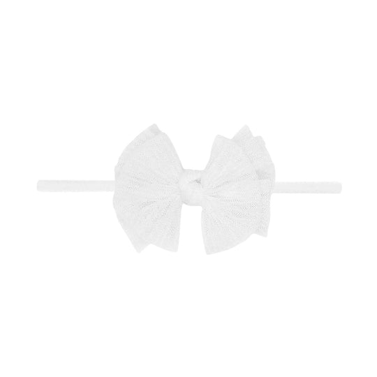 Tulle Baby Fab Small Skinny Headband - Pleated White by Baby Bling