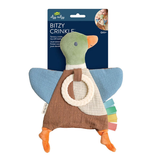 Bitzy Crinkle Sensory Toy with Teether - Mallard Duck by Itzy Ritzy
