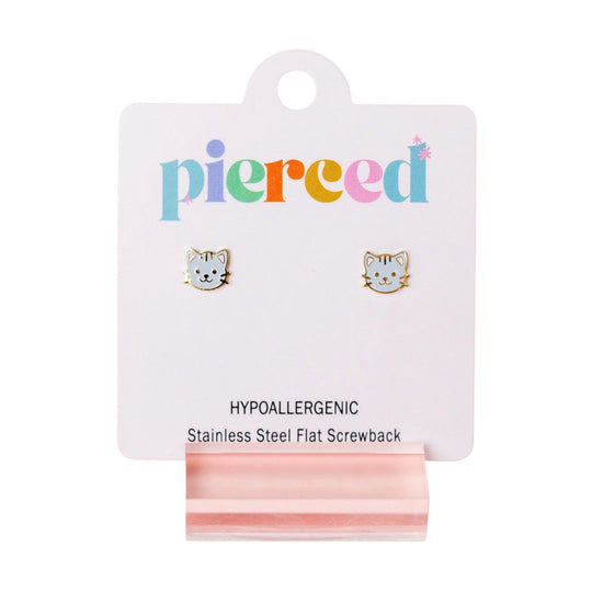 Gray Cat Earrings by Pierced