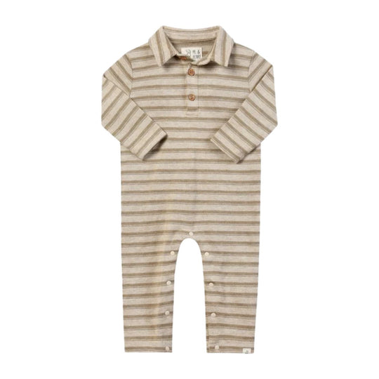 Kingston Polo Romper - Beige Stripe by Me & Henry