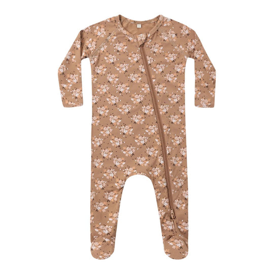 Bamboo Zip Footie - Fall Floral by Quincy Mae