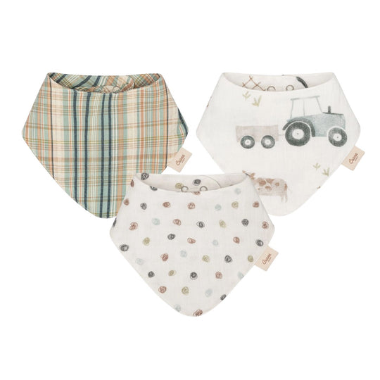 Charlie 3pc Farmhouse Tractor Bib Set by Crane Baby