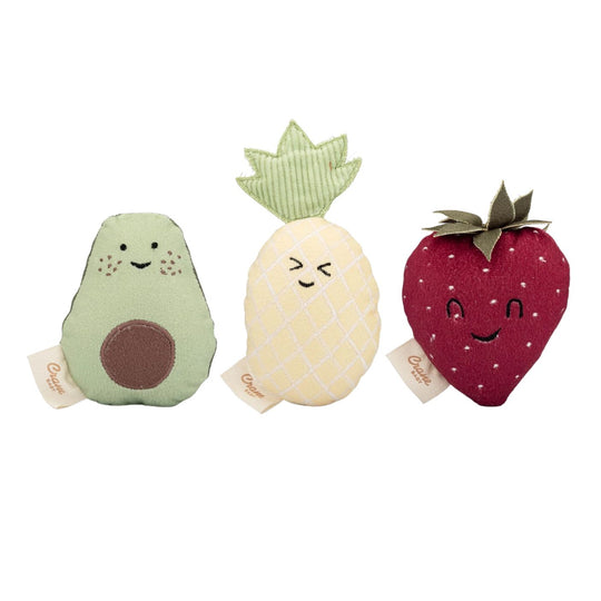 Clementine Fruits & Veggies Soft Plush Rattle Set - 3 Pack by Crane Baby