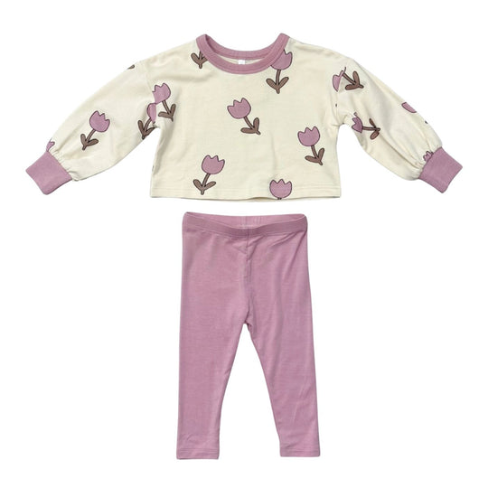 Bubble Sleeve Sweatshirt Set - Lilac Tulip by babysprouts