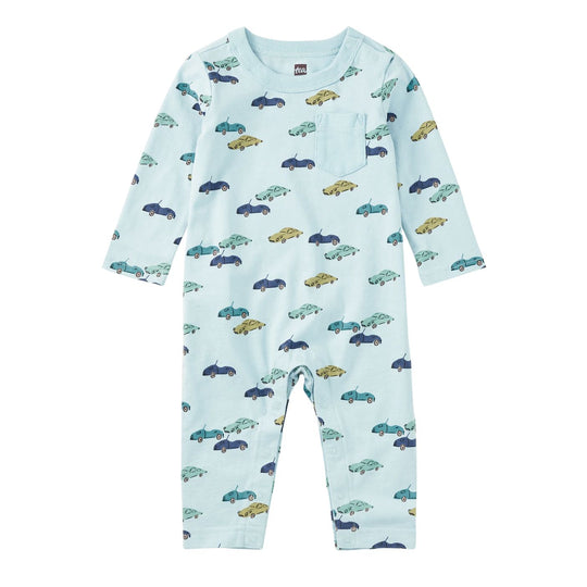 Long Sleeve Pocket Baby Romper - Mini Cars by Tea Collection