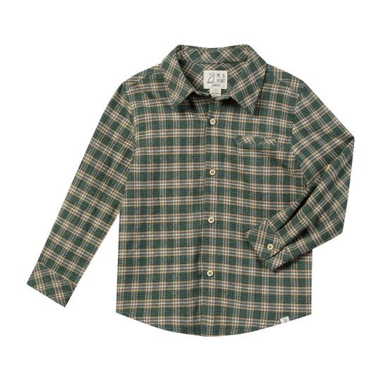 Atwood Woven Button Up - Green/Yellow Washed Plaid by Me & Henry