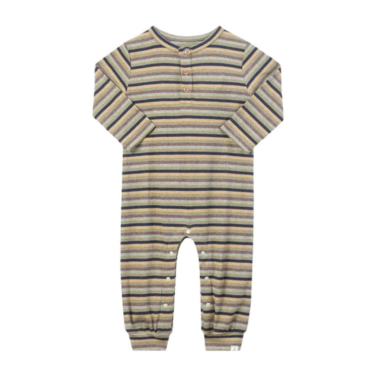 Mason Ribbed Henley Romper - Green Multi Stripe by Me & Henry