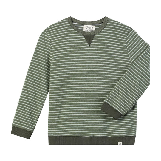 Tarquin Sweatshirt - Green/Cream Brushed Stripe by Me & Henry