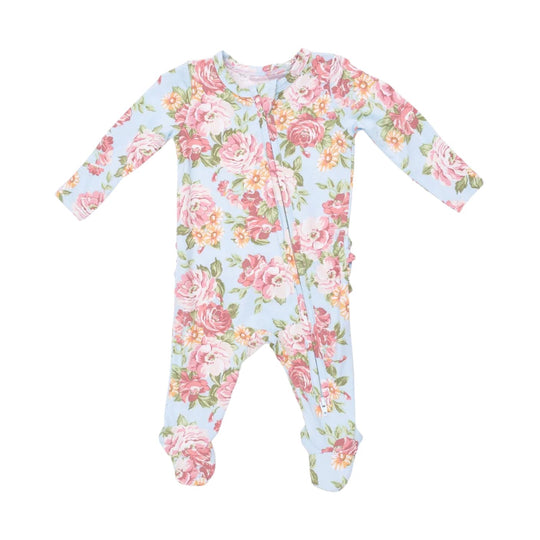 Bamboo 2 Way Ruffle Back Zipper Footie - Angeline Floral by Angel Dear