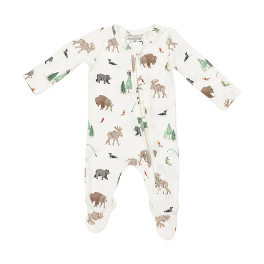 Bamboo 2 Way Zipper Footie - Northern Woodland Animals by Angel Dear