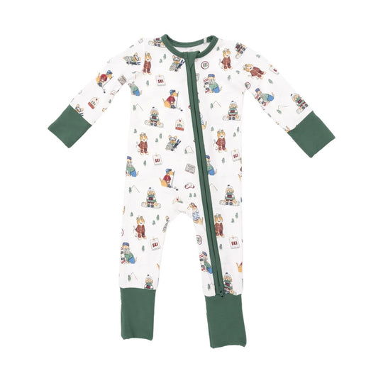 Bamboo Convertible Romper - Winter Sports Dogs Green by Angel Dea