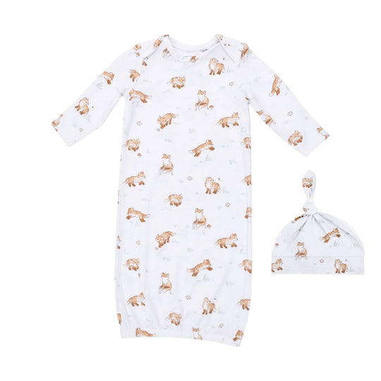 Lap Shoulder Gown and Knotted Hat - Little Explorer Fox by Angel Dear
