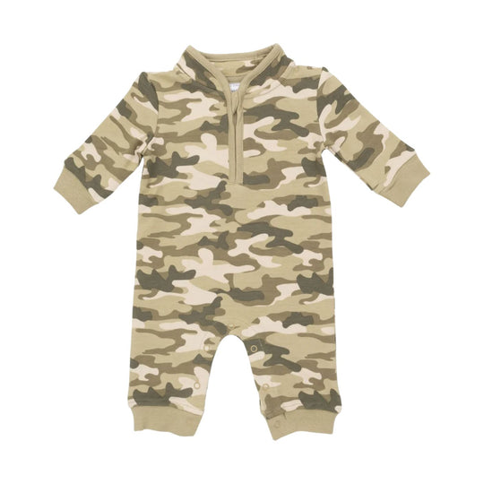 Zip Neck Romper - Camo French Terry by Angel Dear