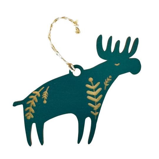 Scandinavian Moose Ornament - Teal by Snowmade