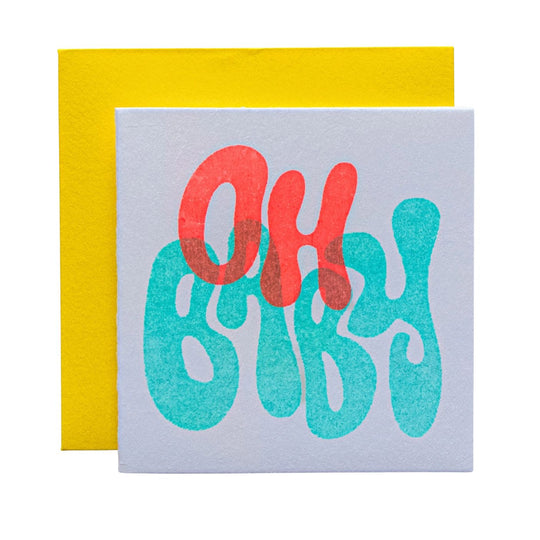 Oh Baby Risograph Tiny Card by Ladyfingers Letterpress