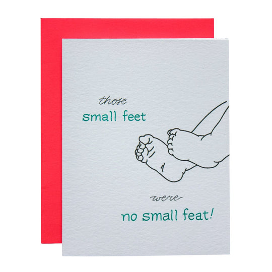 Small Feat/Small Feet Baby Risograph Greeting Card by Ladyfingers Letterpress