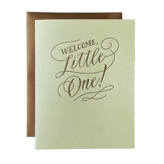 Welcome Little One Baby Letterpress Card by Ladyfingers Letterpress