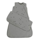 A light gray baby sleep bag set with a matching padded insert, featuring a small black tree pattern and a snap closure, shown on a plain white background.