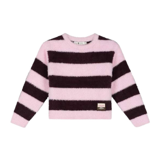 Fuzzy Striped Pullover - Wine Red by Babyface