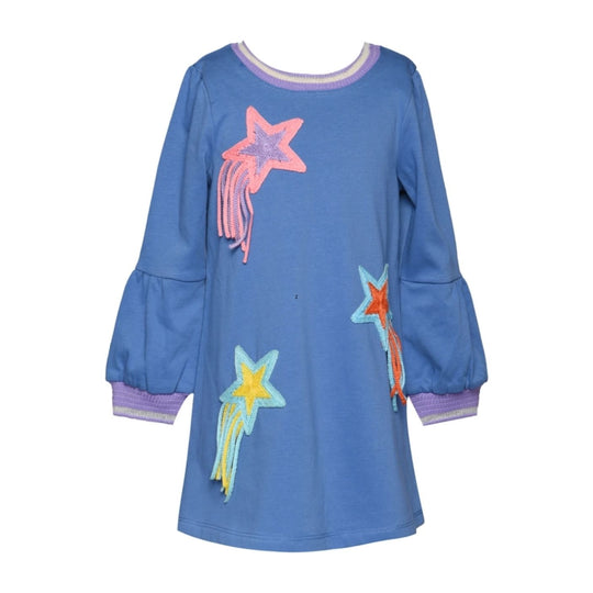 Long Sleeve A-Line Dress with Star Trim Detail by Hannah Banana