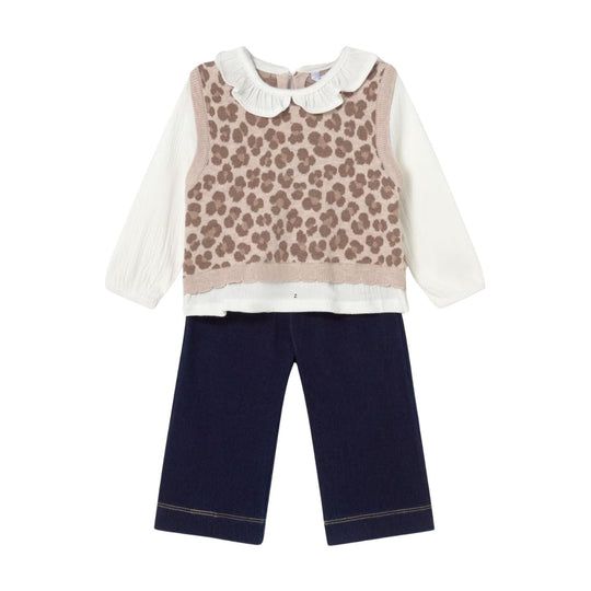 Baby Attached Vest Top and Pants Set - Walnut by Mayoral