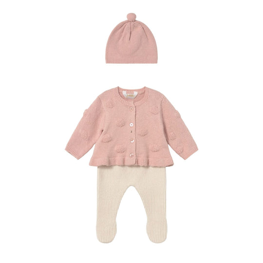 Baby Girl Pants and Cardigan Set - Nude/Heather by Mayoral