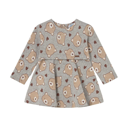 Baby Printed Teddy Bear Dress - Heather Gray by Mayoral