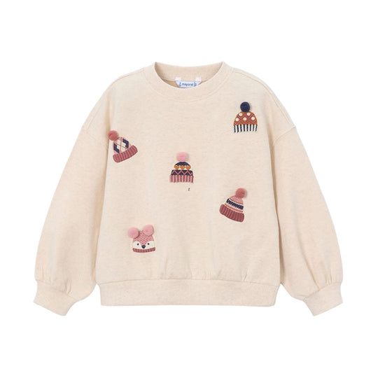 Embroidered Pom Pom Hat Sweatshirt by Mayoral
