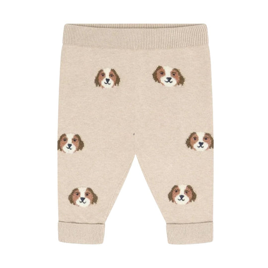 Puppy Dog Knit Pants - Beige Melange by Minymo