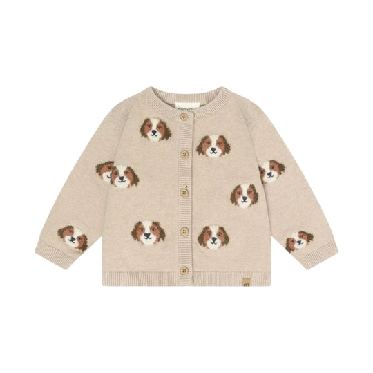 Puppy Dog Knit Cardigan - Beige Melange by Minymo