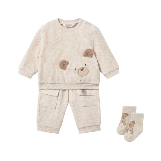 Baby Corduroy Teddy Tracksuit Set - Milk Heather by Mayoral