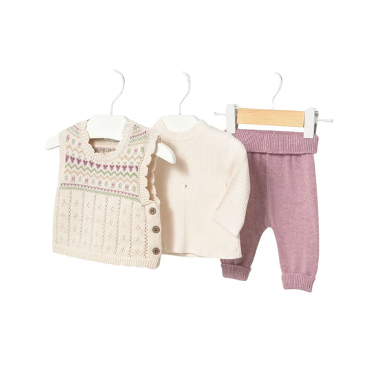 Baby Sweater Vest Knit Set - Mauve by Mayoral