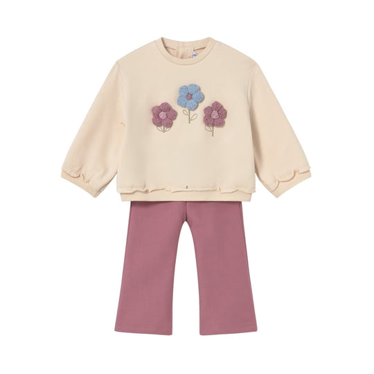 Flower Sweatshirt and Pant Set - Violet by Mayoral