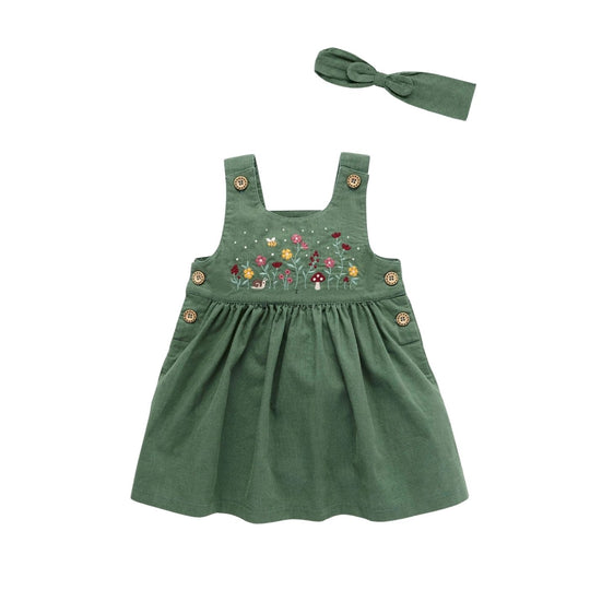 Corduroy Pinnie and Headband Set - Glade by Purebaby