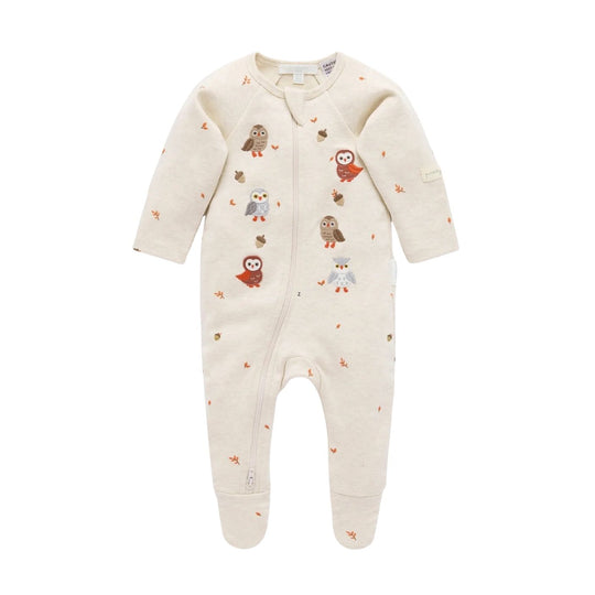 Thick Zip Growsuit Set - Oak Leaf Print by Purebaby