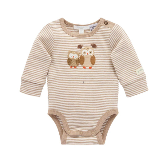 Bodysuit and Legging Set - Mushroom Mini Stripe by Purebaby